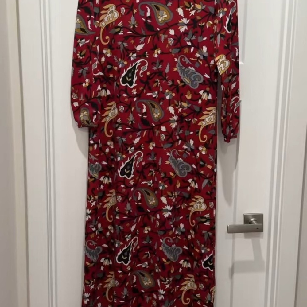 Elegant Paisley Red Dress